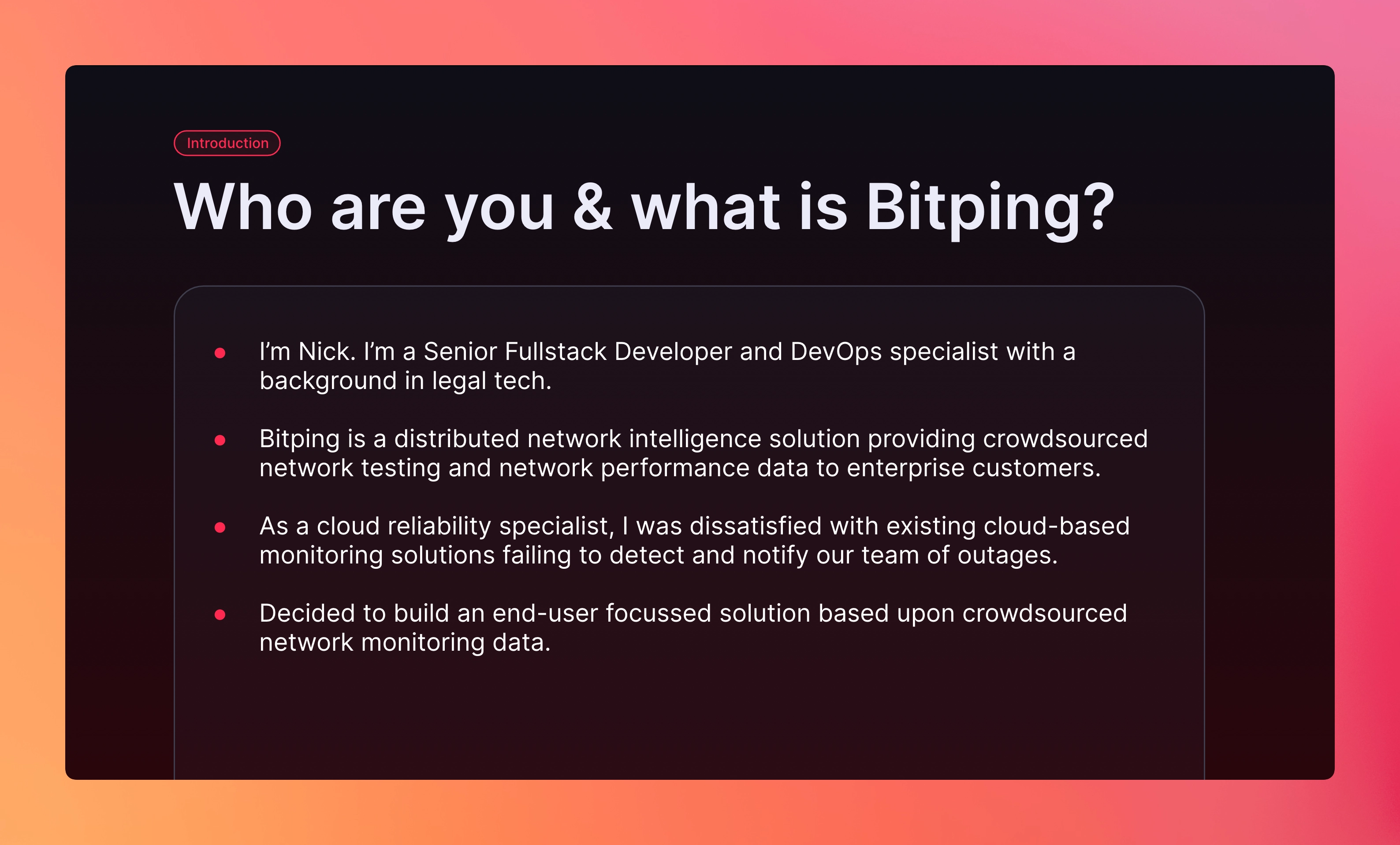 Who am I and what is Bitping?